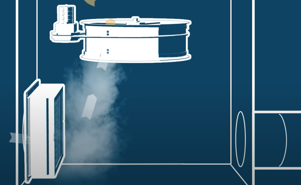 Screenshot of a desiccant dehumidifier working in the space