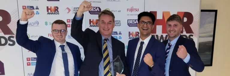 Image of Humidity Solutions team celebrating the HVR Distributor of the Year Award